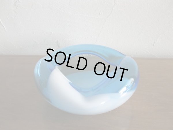 画像2: 灰皿◇モダン◇ガラス◇レトロ◇青 (2)