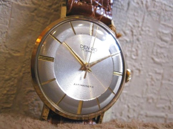 画像2: デンロ◇DEN-RO◇17石◇アンチマグネチック◇GF・２０MC◇変わり文字盤◇彫りインデックス (2)