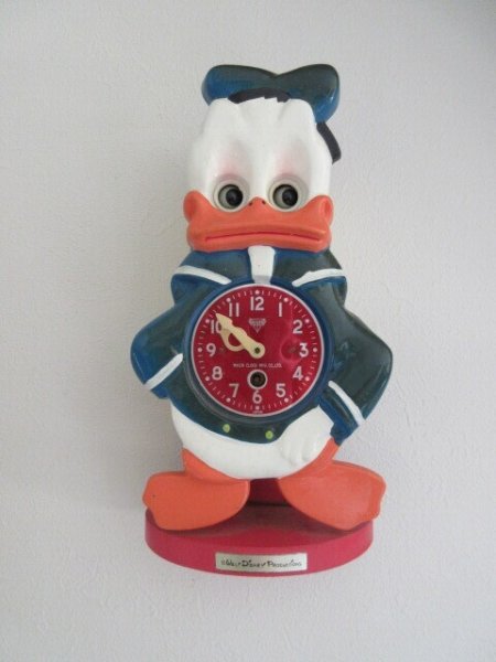 画像1: DISNEY KINDER CLOCK◇ディズニーキンダークロック◇MI-KEN◇ミケン◇壁掛け◇ねじ巻き式◇ドナルドダック◇当時物 (1)